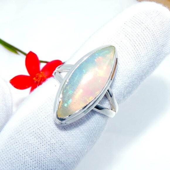 Ethiopian opal Gemstone Ring, Opal 925 Sterling Silver Ring, Natural Opal Ring - Picture 1 of 4
